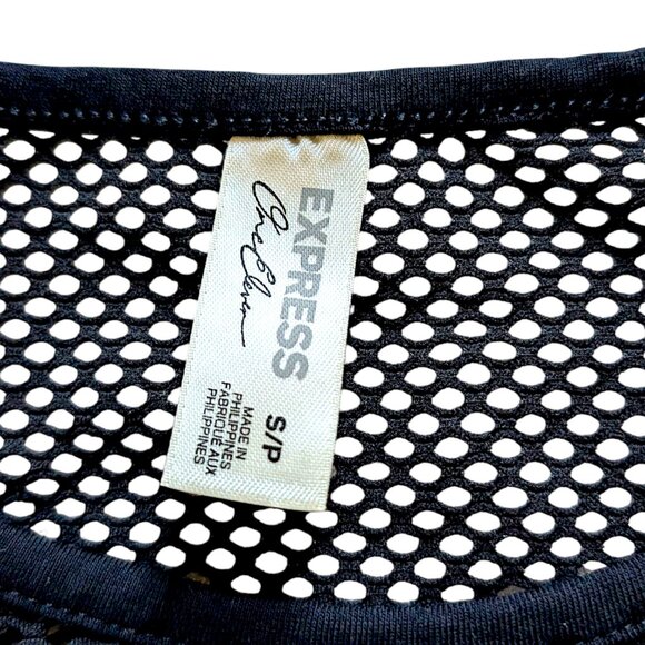 Express vintage Y2K black mesh fish net gothic punk long sleeve top W's S - Picture 5 of 5